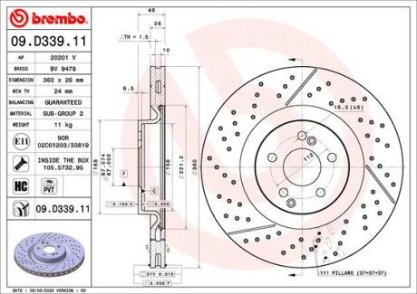 Гальмівний диск BREMBO 09D33911