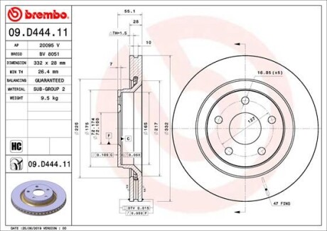 Диск тормозной BREMBO 09.D444.11