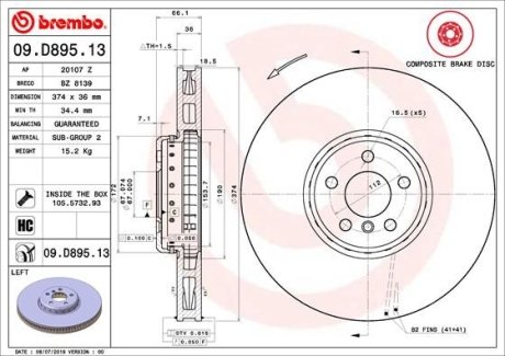 Диск тормозной BREMBO 09.D895.13