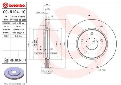 Тормозной диск BREMBO 09.N124.11