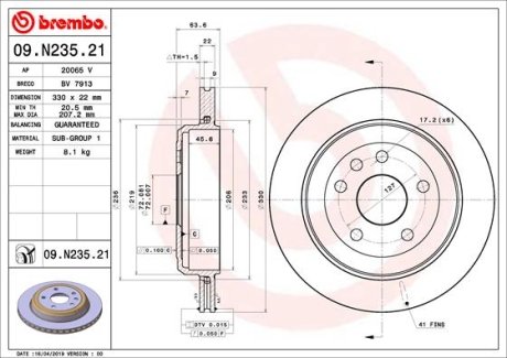 Диск тормозной BREMBO 09.N235.21