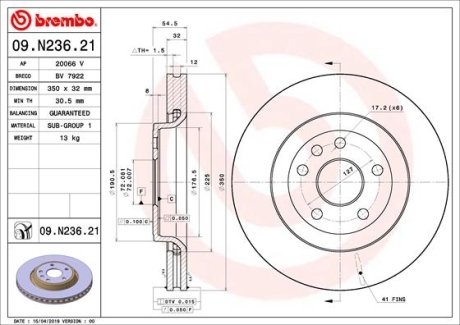 Диск тормозной BREMBO 09.N236.21