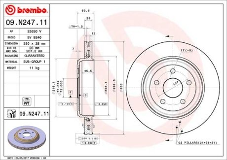 Диск тормозной BREMBO 09.N247.11