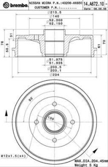 Тормозной барабан BREMBO 14.A672.10