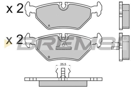 Гальмівні колодки зад. BMW 3(E36, E46)/5(E34)/7(E32) 86-06 (ATE) (122x45x16) BREMSI BP2415