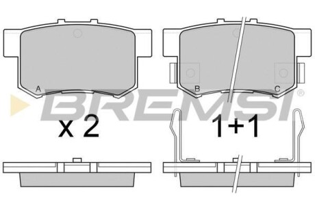 Гальмівні колодки зад. Civic 98-/Accord 90-03 (Akebono) (47,5x89x14,5) BREMSI BP2544