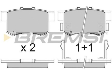 Тормозные колодки зад. Civic 98-01/CR-V 01-06 (Akebono) (47,5x89x14,5) BREMSI BP2750