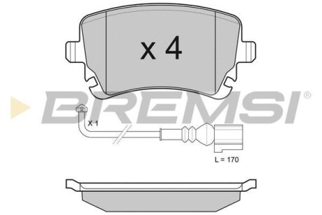 Гальмівні колодки зад. T5 03- (TRW) (з датчиком) BREMSI BP3140