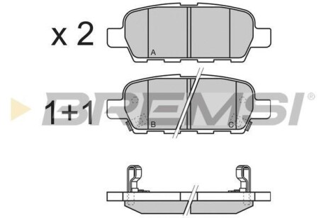 Тормозные колодки зад. Qashqai/X-Trail 07- (39x105,4x13,7) BREMSI BP3351