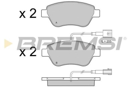 Гальмівні колодки пер. Nemo/Bipper 08- (BOSCH) (122,8x53,6) з датчиком BREMSI BP3425