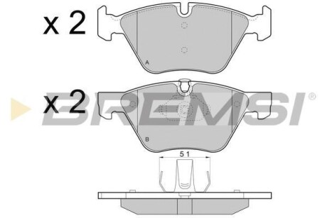 Гальмівні колодки пер. BMW 5 (E60) 05-10(ATE) BREMSI BP3488