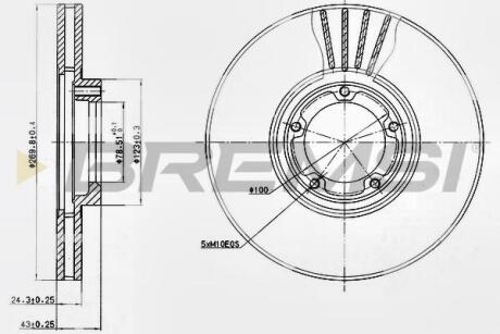 Гальмівний диск перед. Transit T15 91-00 (вент.) (270x24) (Заміна на CD6849V) BREMSI DBA849V