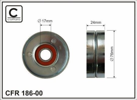 Ролик ремня 76x17x24 метал CAFFARO 18600