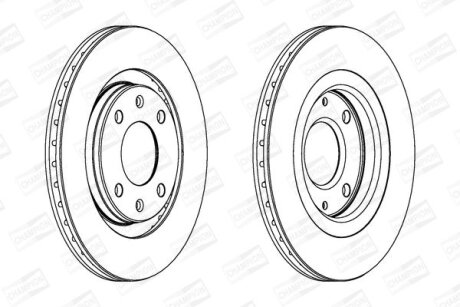 Диск тормозной передний (кртано 2) Citroen Berlingo (96-11) CHAMPION 561364CH