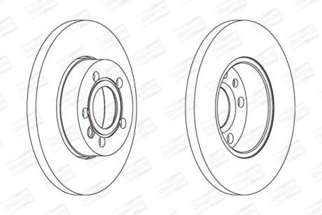 Диск тормозной передний (кратно 2) VW Caravelle, Multivan, Transporter, LT 28-46 II (96-06) CHAMPION 562079CH