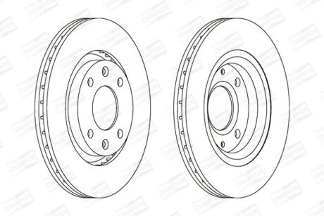 Диск гальмівний передній (кратно 2) Citroen Berlingo (96-11)/Peugeot 2008 (13-) CHAMPION 562128CH