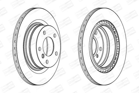 Диск гальмівний задній 2) Bmw 1 (06-12), 1 (11-19), 3 (11-18) CHAMPION 562316CH