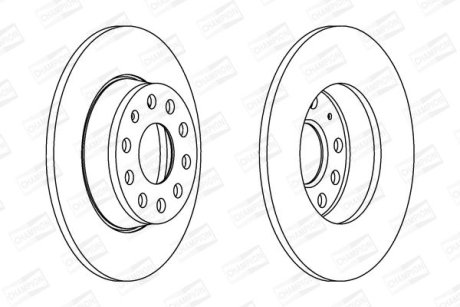 Диск гальмівний задній 2) Skoda Yeti (5L) 09-17 / VW Caddy III Box (2Ka, 2Kh, 2Ca, 2Ch) (04-15) CHAMPION 562614CH