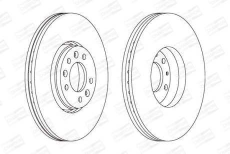 Диск тормозной передний (кратно 2) Citroen Jumpy (07-16), C5/Fiat Scudo (07-16)/Peugeot Expert (07-) CHAMPION 562622CH