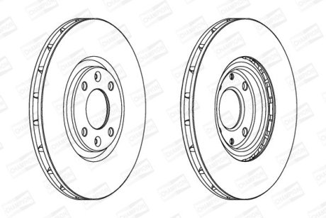 Диск тормозной передний (кратно 2) Citroen C4 I (06-), DS 5 (11-15)/Peugeot 2008 II (Ud_, Us_, Uy_, Uk_) (19-) CHAMPION 562641CH