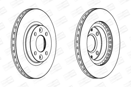 Диск гальмівний передній (кратно 2) Renault Logan II (12-), Sandero II (12-), Clio IV (Bh_) (12-) CHAMPION 562960CH