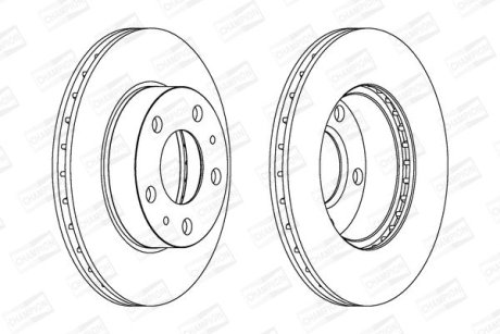 Диск гальмівний передній (кратно 2) Citroen Jumper Van (230L) (94-02) / Fiat Ducato (250_) (06-) CHAMPION 563021CH