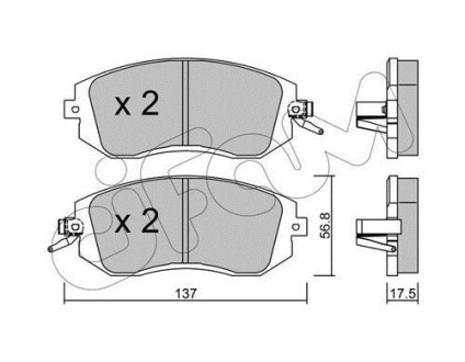 Гальмівні колодки пер. Subaru Impreza 02-/Forester 02- (akebono) CIFAM 822-500-1