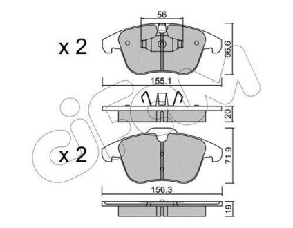 Гальмівні колодки пер. Mondeo 07-/Volvo S60/V60 10-/V70 02-/XC 70 08- CIFAM 822-675-0