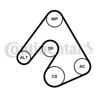 Комплект (ремень+ролики+насос) Contitech 5PK1207WP1