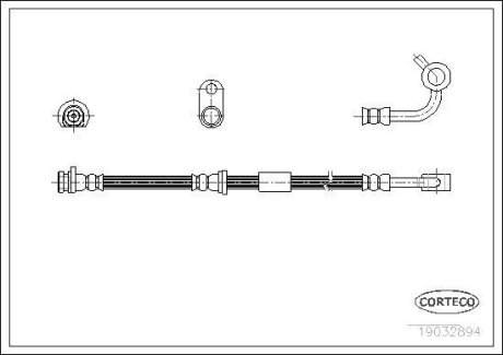 ШЛАНГ тормозной HONDA Civic "1,4-1,6 "95-01 "FL CORTECO 19032894