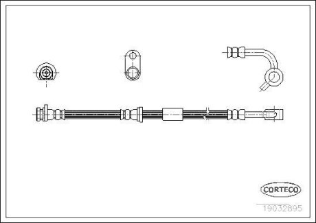 ШЛАНГ тормозной HONDA Civic "1,4-1,6 "95-01 "FR CORTECO 19032895