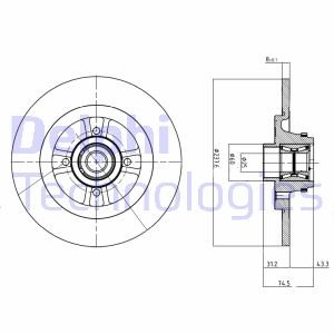 Тормозной диск с подшипником Delphi BG9025RS