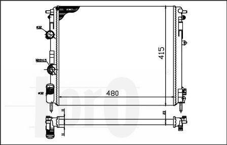 Радиатор охлаждения двигателя Kangoo/Logan 1.4-2.0 16V/1.9D 97- DEPO 042-017-0006