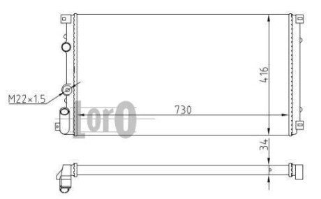 Радиатор води Master/Movano II 1.9/2.2/ dCi 97> (730x415x23) термовикл. DEPO 042-017-0025