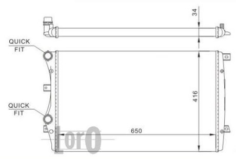 Радиатор води Caddy III 1.9TDI BJB (+/- AC) (650x405x26) DEPO 053-017-0019