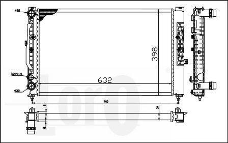 Радіатор охолодження двигуна A4/A6/Passat 94-08 1.6-2.8 DEPO 053-017-0056