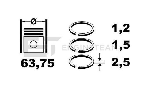 Комплект колец на поршень ET ENGINETEAM R1000625