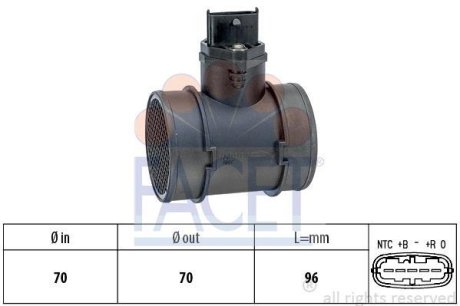 Расходомер воздуха (5 конт.) Combo 1.7Di/DTi 01- (48/55kw) (10.1155) FACET 101155