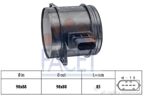 Расходомер воздуха BMW 3/5/X3/X5 2.0/3.0 d 04-> (10.1348) FACET 101348