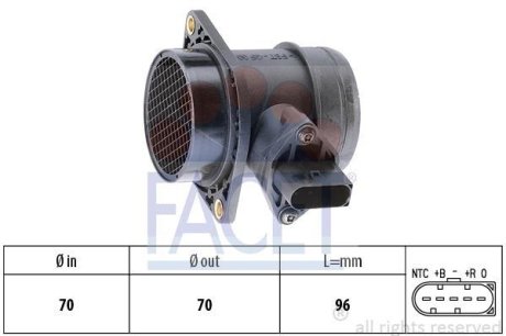 Витратомір повітря (5 конт.) VW GOLF IV/SKODA OCTAVIA 1.2/1.8/2.0 96-10 (10.1380) FACET 101380