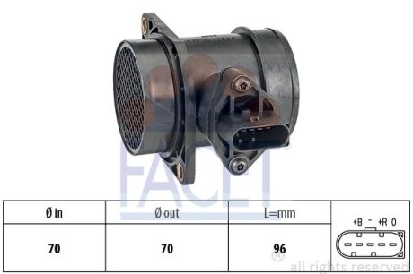 Расходомер воздуха (5 конт.) AUDI A4/VW GOLF IV/SKODA OCTAVIA 1.8T 96-10 (10.1441) FACET 101441