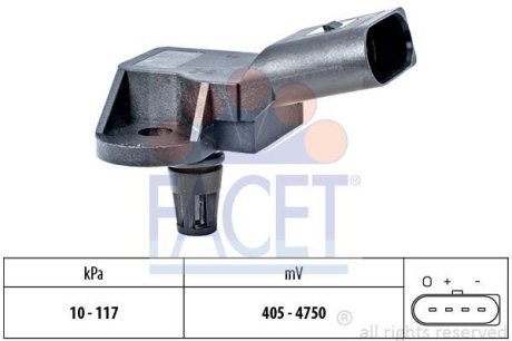 Датчик тиску наддуву (4 конт.)A4/A6/Q7/FABIA/OCTAVIA 1.2-6.3 03- FACET 10.3157