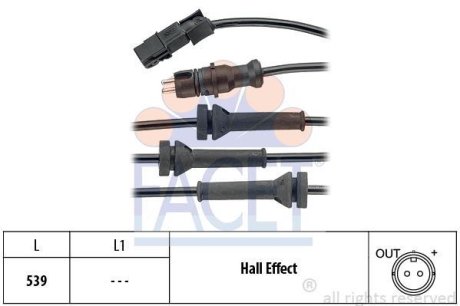 Датчик ABS MEGANE II, SCENIC II, GRAND SCENIC II 1.4-2.0 02-05 передн. (21.0054) FACET 210054