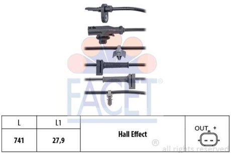 Датчик ABS передний Ford Courier 14-> (21.0124) FACET 210124