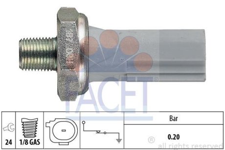 Датчик давления масла (0,2bar/1 конт./серий) Lancer 08-/ASX/Outlander 06-/Smart 07- FACET 7.0187