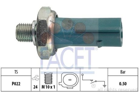 Датчик давления масла Audi A4/A6/ Skoda Fabia/Rapid/ VW Caddy/Golf/Passat/Touran 1.2-4.2 03- FACET 7.0196