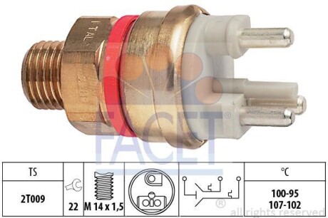 Датчик увімкнення вентилятора Mercedes Benz W124/201 M102/OM601 82-> (7.5637) FACET 75637