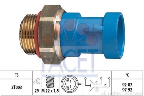 Датчик увімкнення вентилятора Citroen Jumper / Fiat Ducato / Peugeot Boxer 2.0-2.8 i/D/HDi/iDTD/TDI 9 (7.5643) FACET 75643