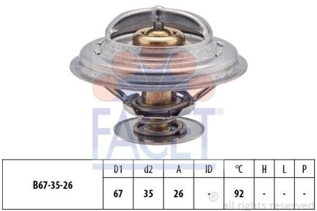 Термостат BMW 3(E36)/5(E39) 1.6-2.8 i 89-00 (92C) з прокладкою (7.8302S) FACET 78302S