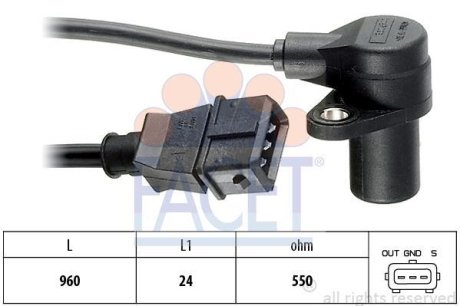 Датчик обертів коленвала BMW 3(E36), 5(E34) 1.6/1.8/1.8LPG (89-00) (9.0087) FACET 90087